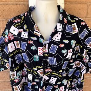 Lake Matley Hawaiian Button Shirt Poker Texas Holdem Cards Theme Party Mens 3XL